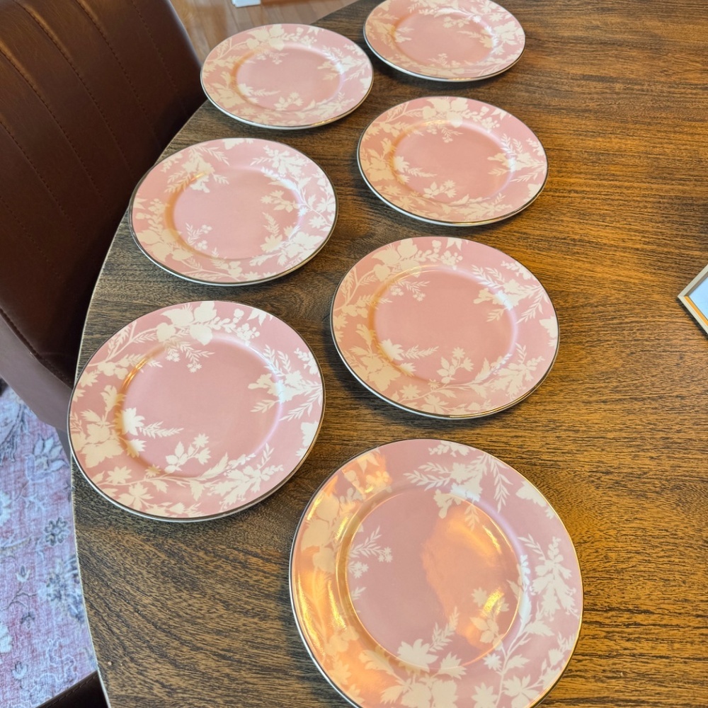 Pottery Barn Monique Lhuillier Rose Bouquet Salad Plate, Set of 7 - Picture 7 of 15